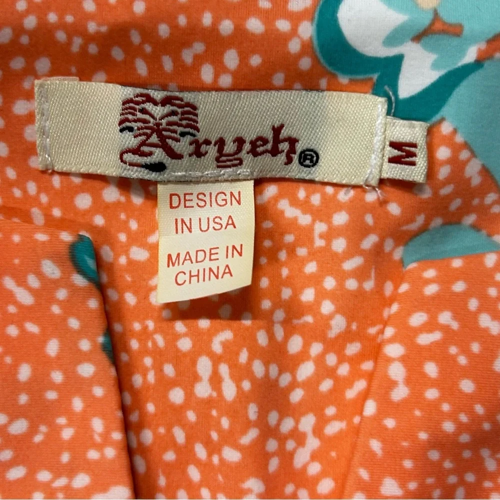 Aryeh Womens Medium Coral & Teal Floral Dress EUC - Picture 4 of 5